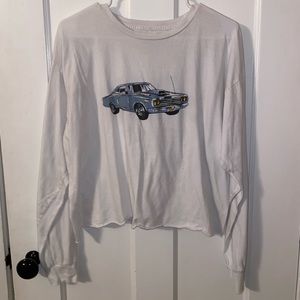 Women’s Blue Car Cropped Long Sleeve